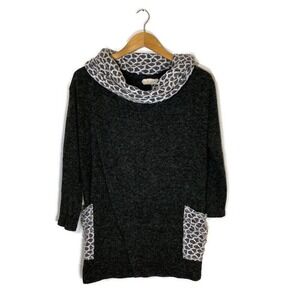 Anthropologie A'reve Sz S Cowl Neck Sweater Split Front Pockets Gray